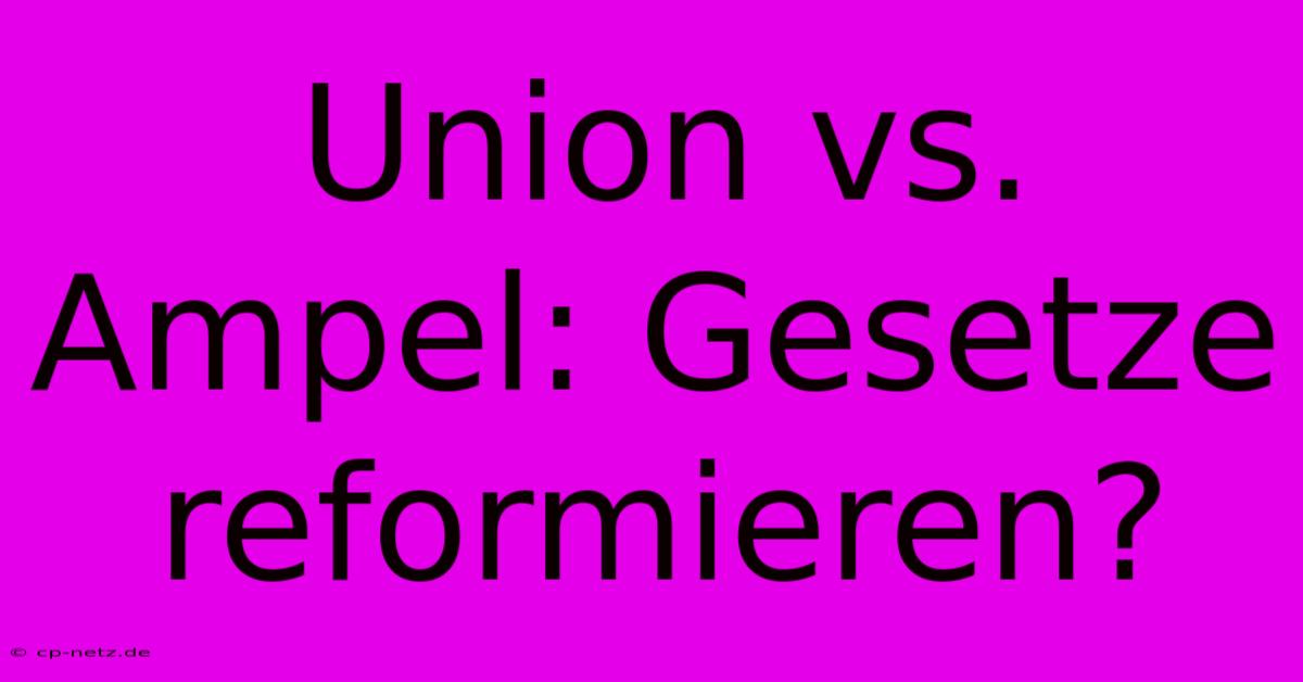 Union Vs. Ampel: Gesetze Reformieren?