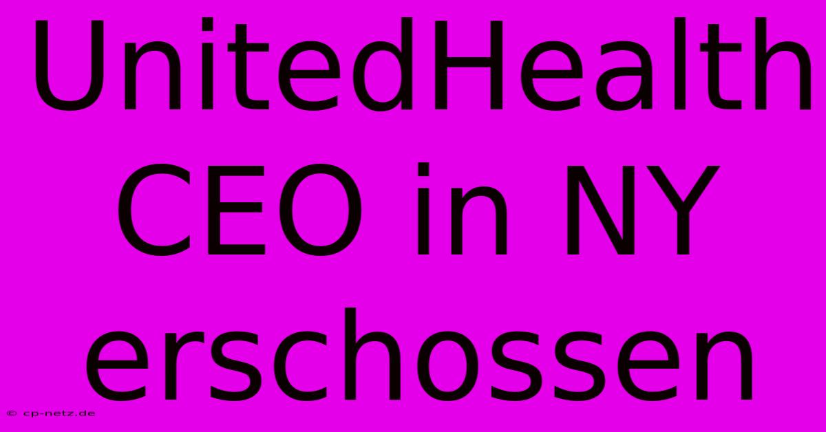 UnitedHealth CEO In NY Erschossen