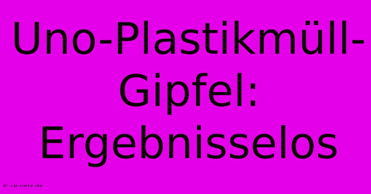 Uno-Plastikmüll-Gipfel: Ergebnisselos