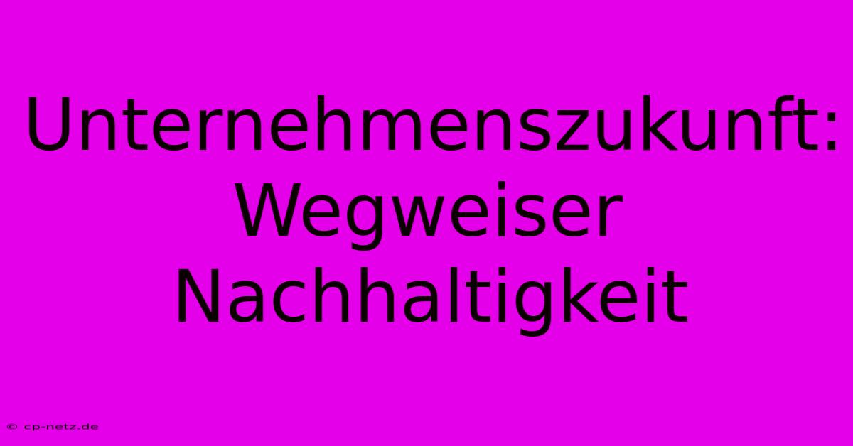 Unternehmenszukunft:  Wegweiser Nachhaltigkeit