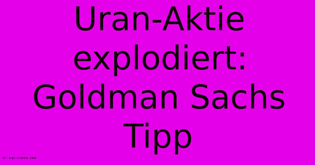 Uran-Aktie Explodiert: Goldman Sachs Tipp