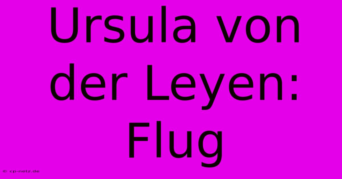 Ursula Von Der Leyen: Flug