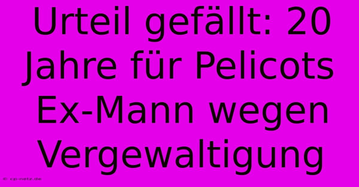 Urteil Gefällt: 20 Jahre Für Pelicots Ex-Mann Wegen Vergewaltigung