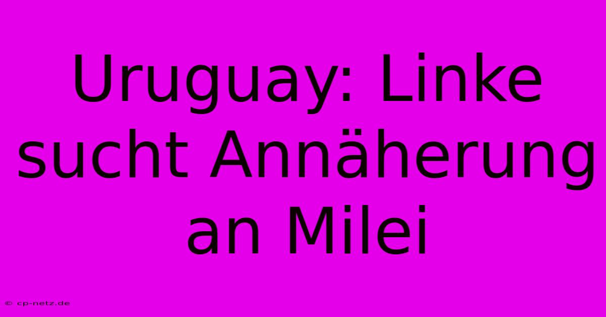 Uruguay: Linke Sucht Annäherung An Milei