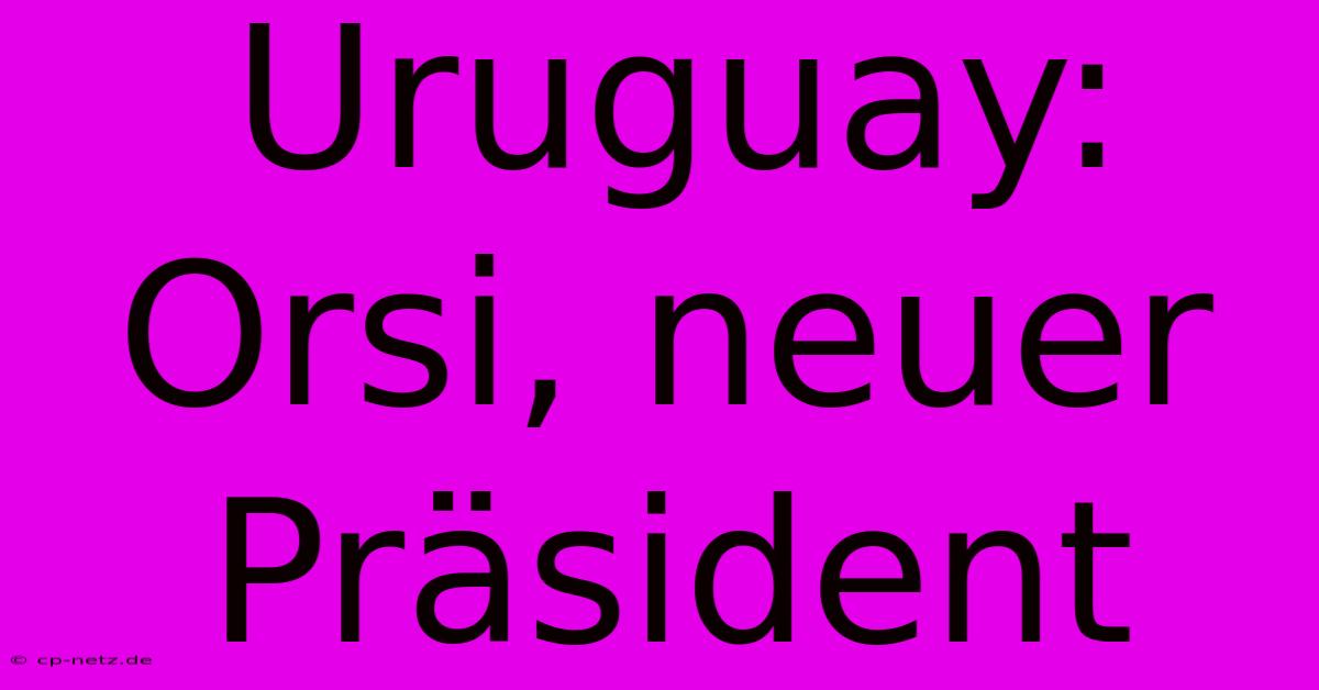 Uruguay: Orsi, Neuer Präsident