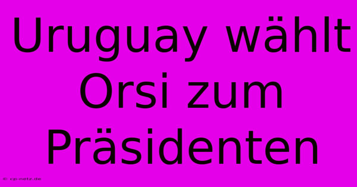 Uruguay Wählt Orsi Zum Präsidenten