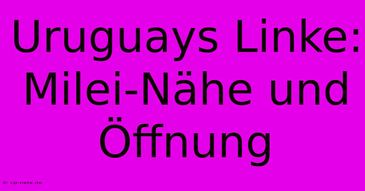 Uruguays Linke:  Milei-Nähe Und Öffnung