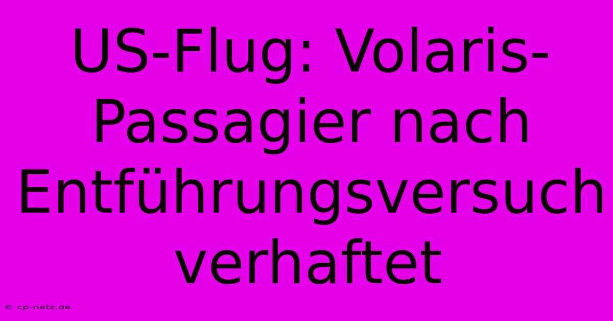 US-Flug: Volaris-Passagier Nach Entführungsversuch Verhaftet