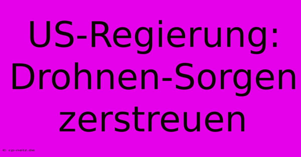 US-Regierung: Drohnen-Sorgen Zerstreuen