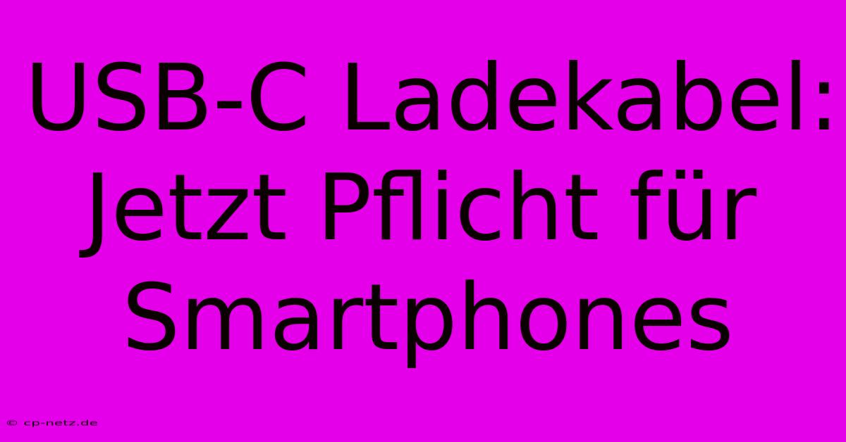 USB-C Ladekabel: Jetzt Pflicht Für Smartphones