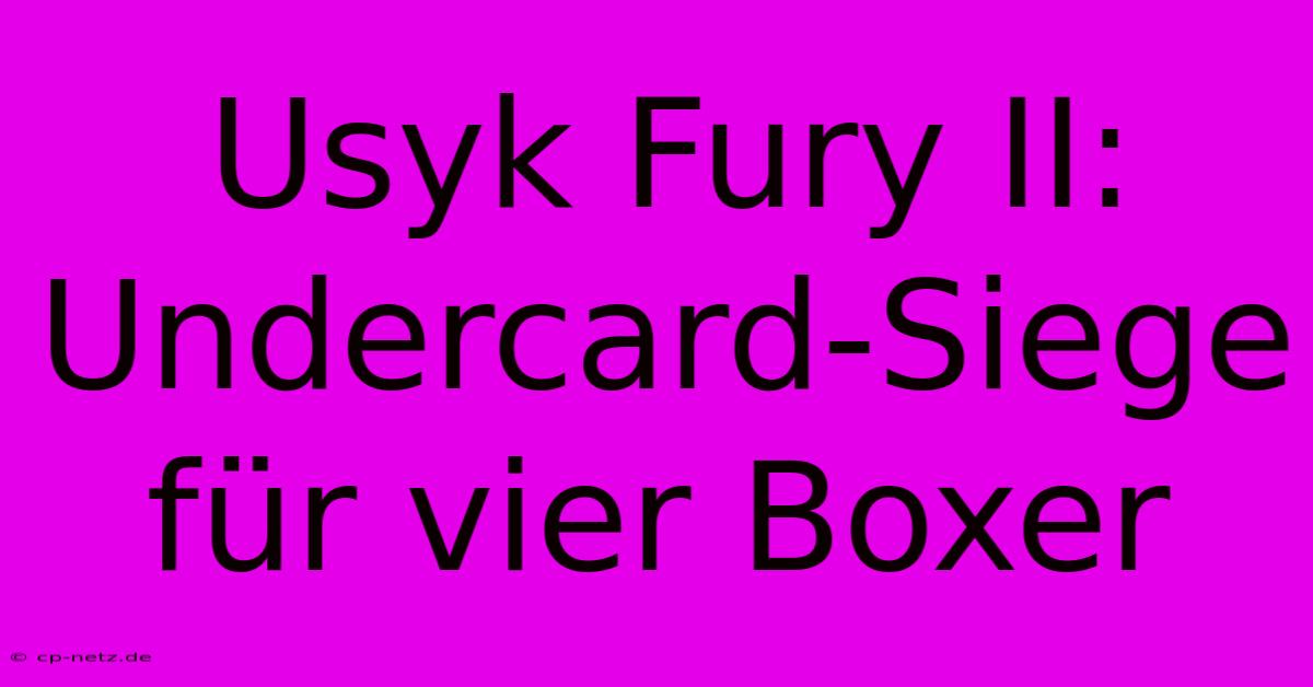 Usyk Fury II: Undercard-Siege Für Vier Boxer