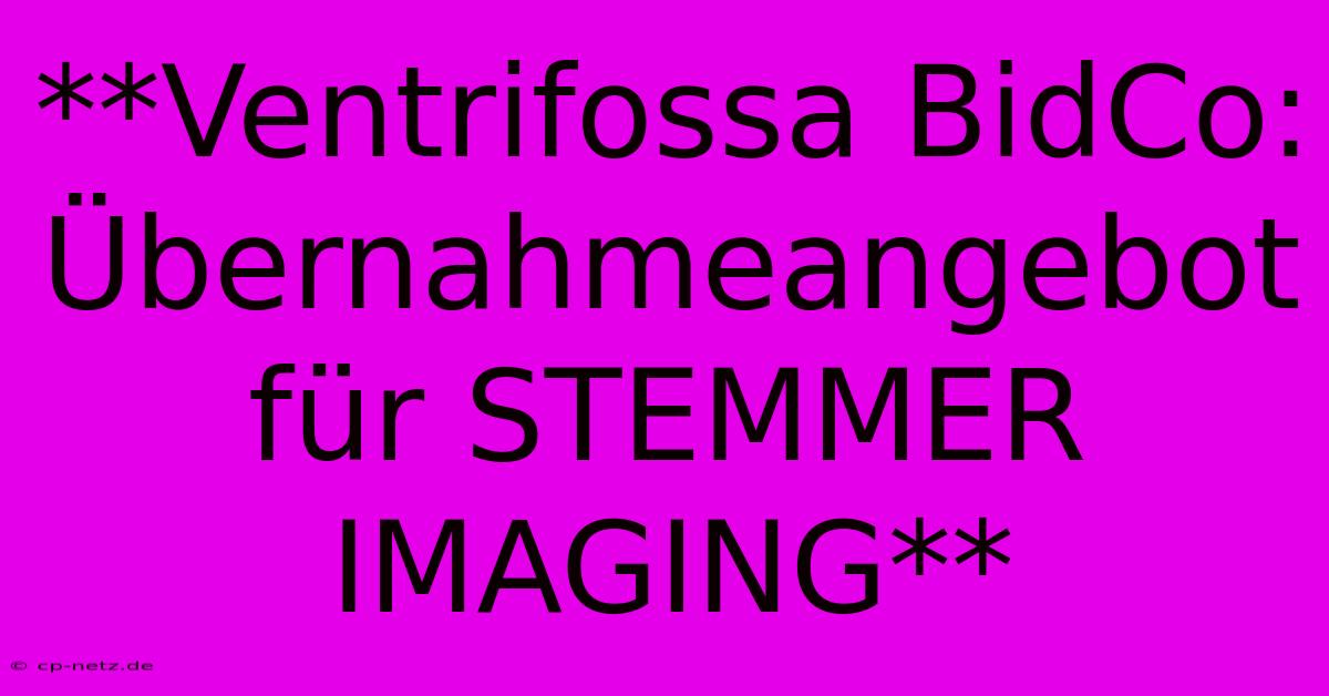 **Ventrifossa BidCo: Übernahmeangebot Für STEMMER IMAGING**