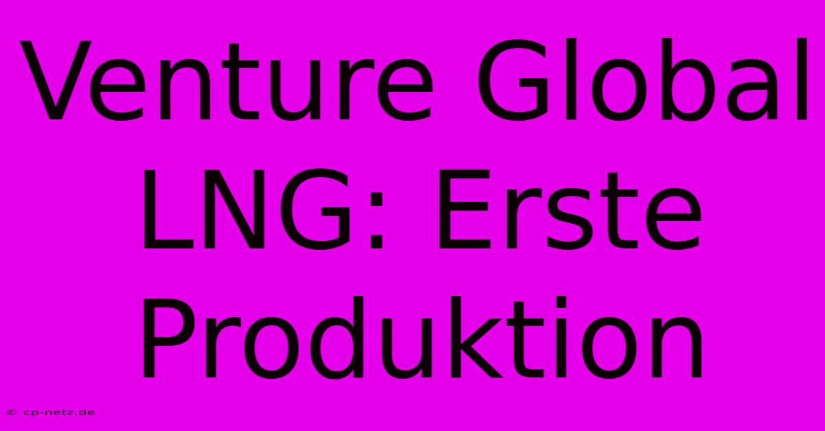 Venture Global LNG: Erste Produktion