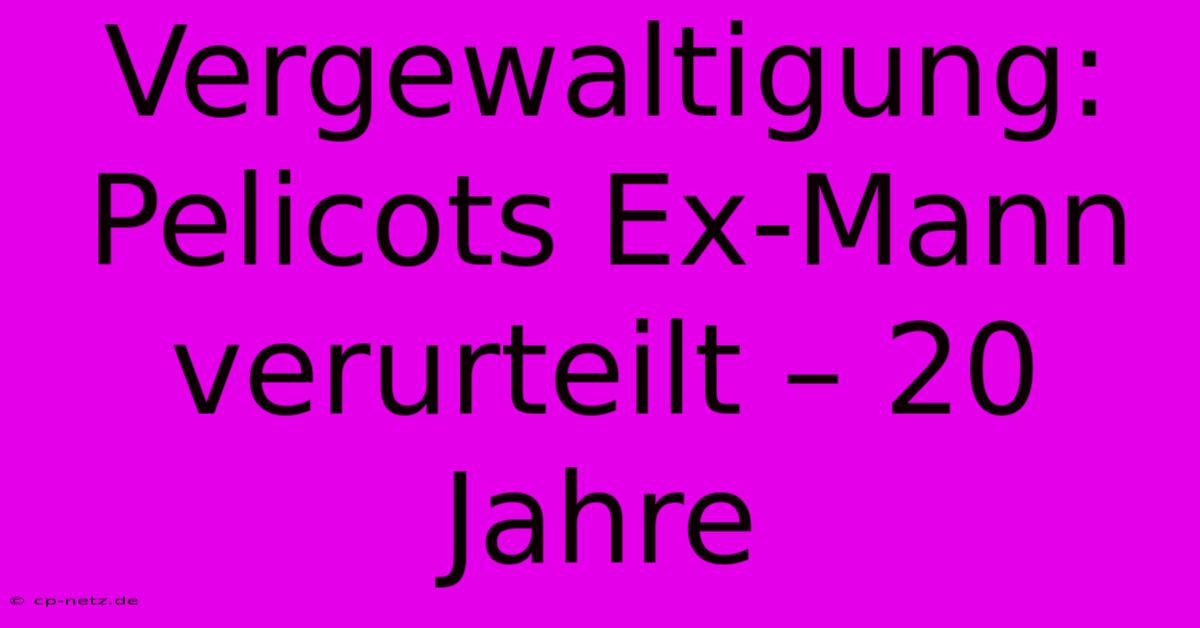 Vergewaltigung: Pelicots Ex-Mann Verurteilt – 20 Jahre