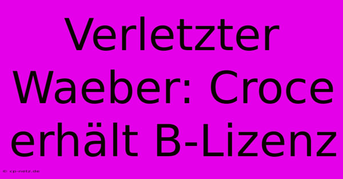 Verletzter Waeber: Croce Erhält B-Lizenz