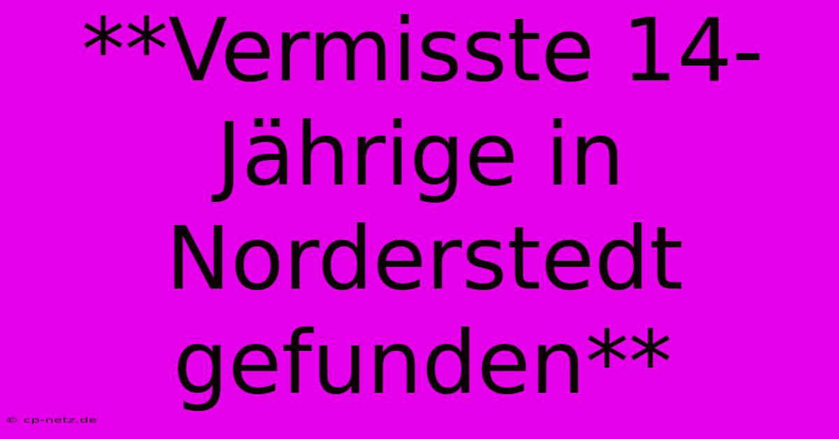 **Vermisste 14-Jährige In Norderstedt Gefunden**