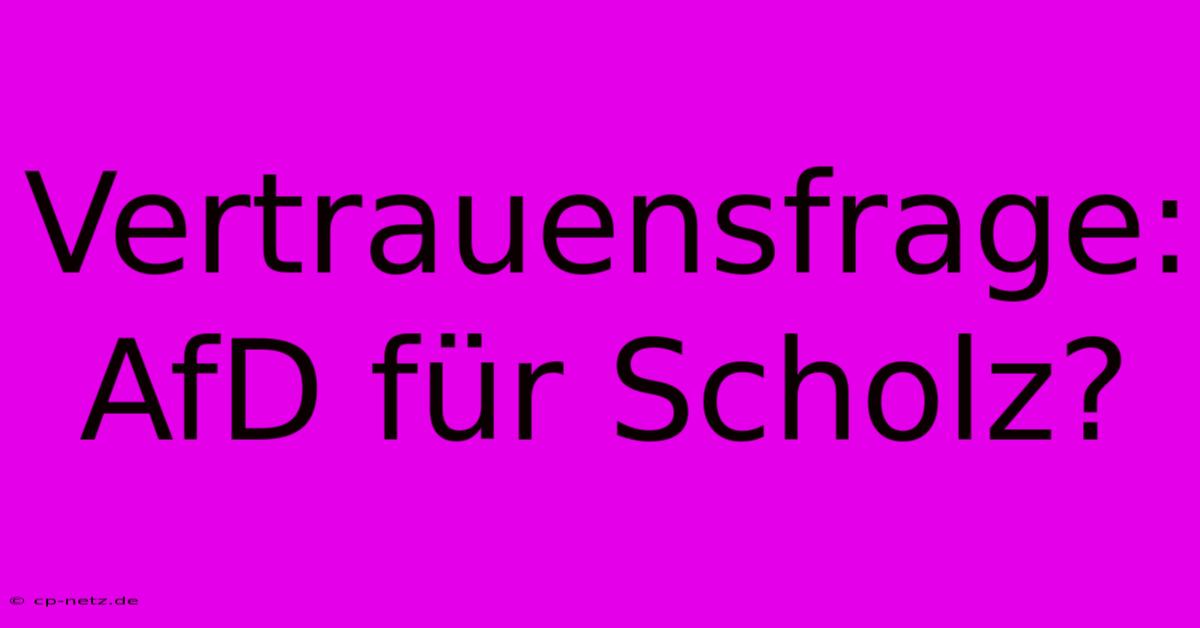 Vertrauensfrage: AfD Für Scholz?