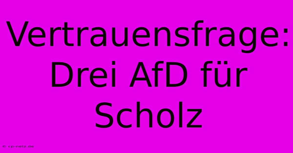 Vertrauensfrage: Drei AfD Für Scholz