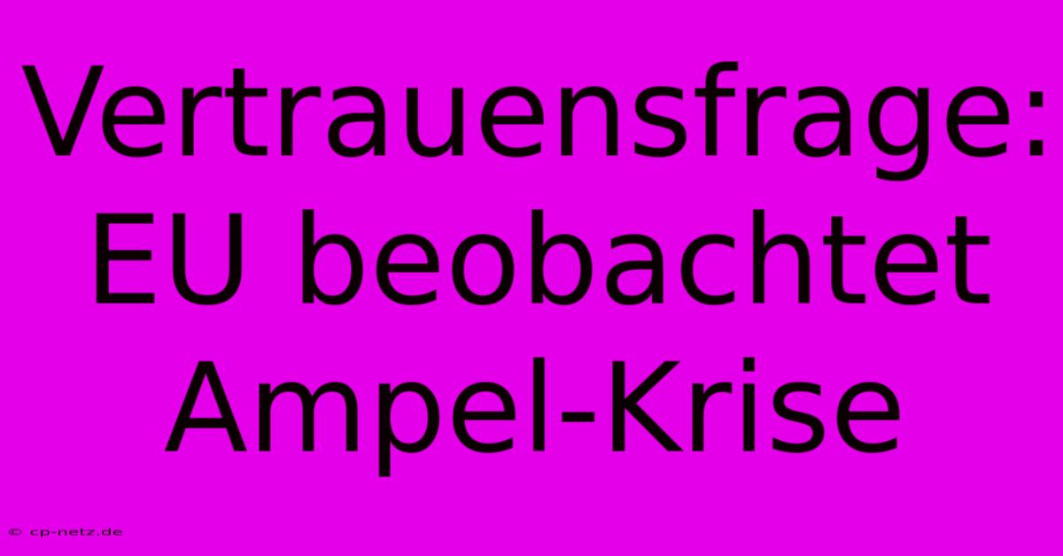 Vertrauensfrage: EU Beobachtet Ampel-Krise