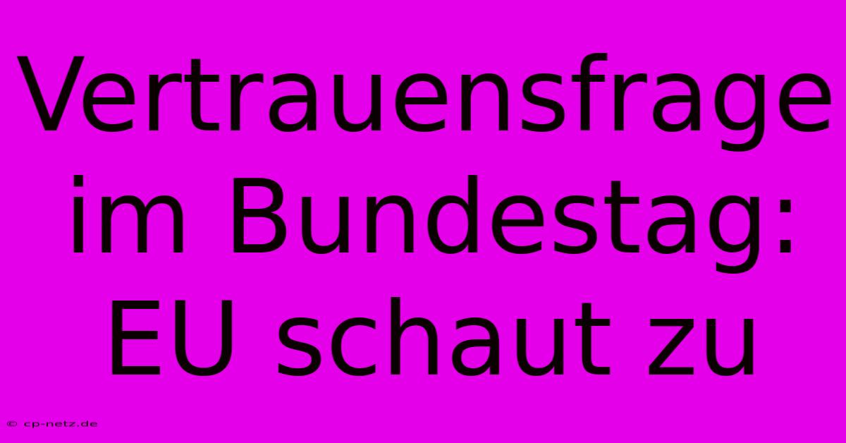 Vertrauensfrage Im Bundestag: EU Schaut Zu