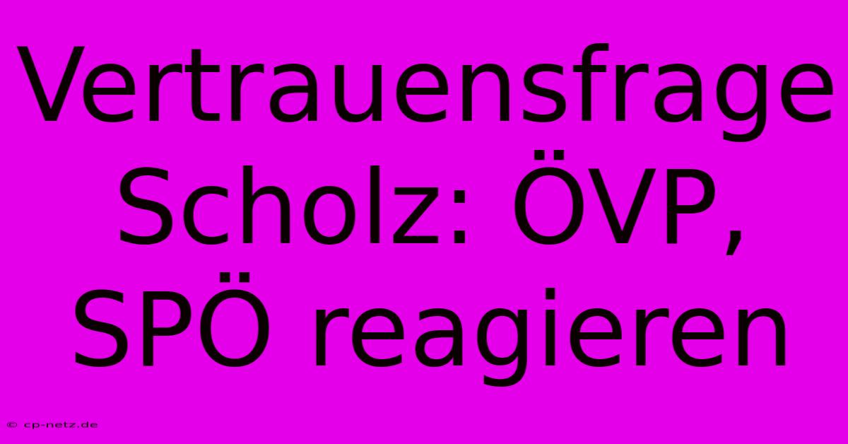 Vertrauensfrage Scholz: ÖVP, SPÖ Reagieren