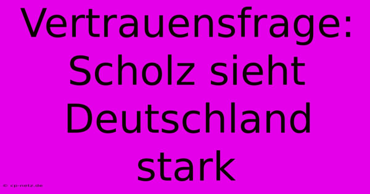 Vertrauensfrage: Scholz Sieht Deutschland Stark