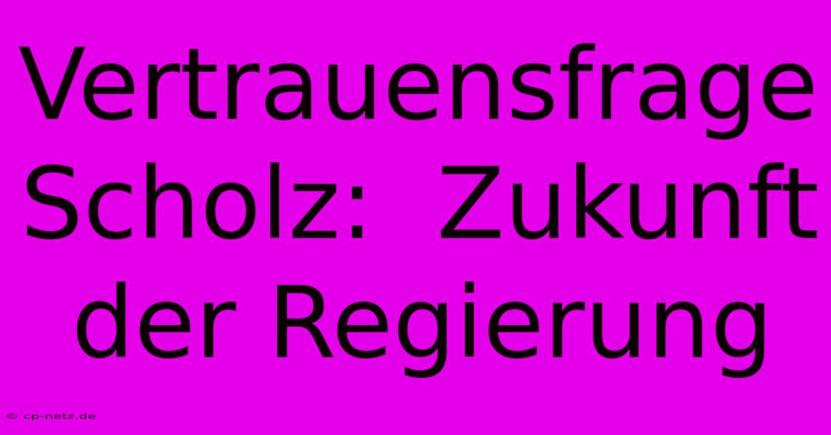 Vertrauensfrage Scholz:  Zukunft Der Regierung