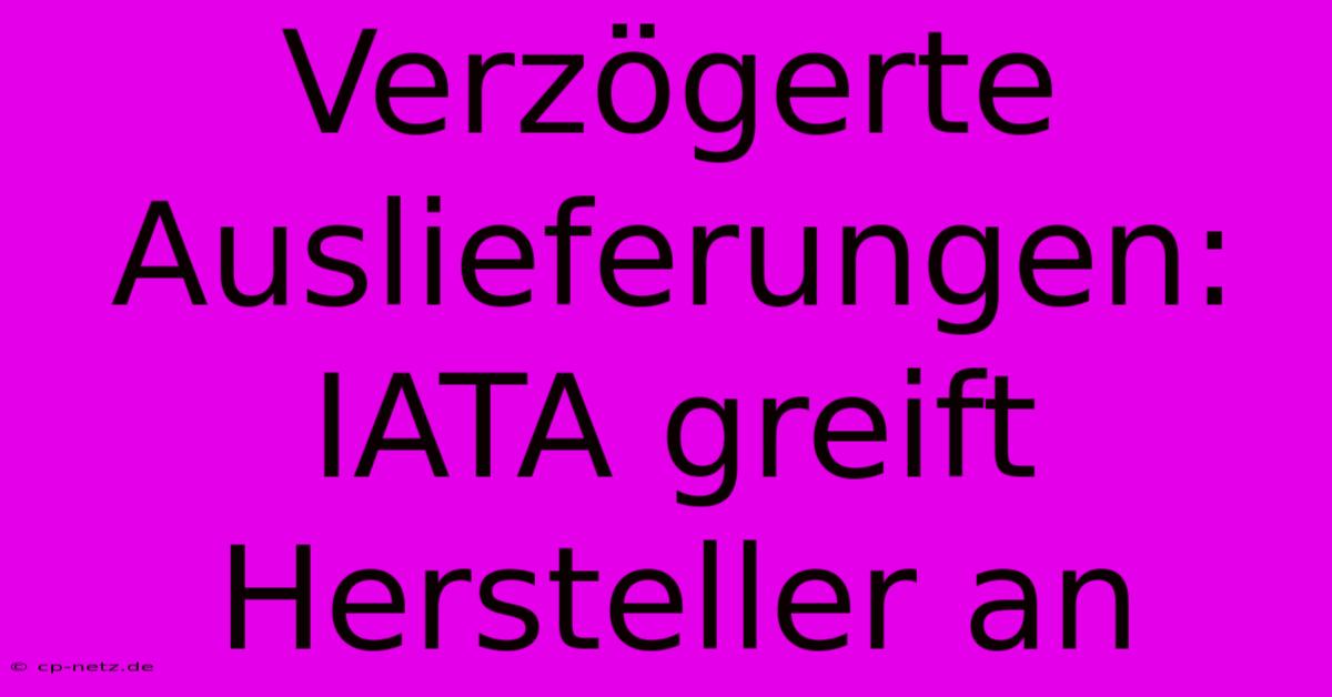 Verzögerte Auslieferungen: IATA Greift Hersteller An