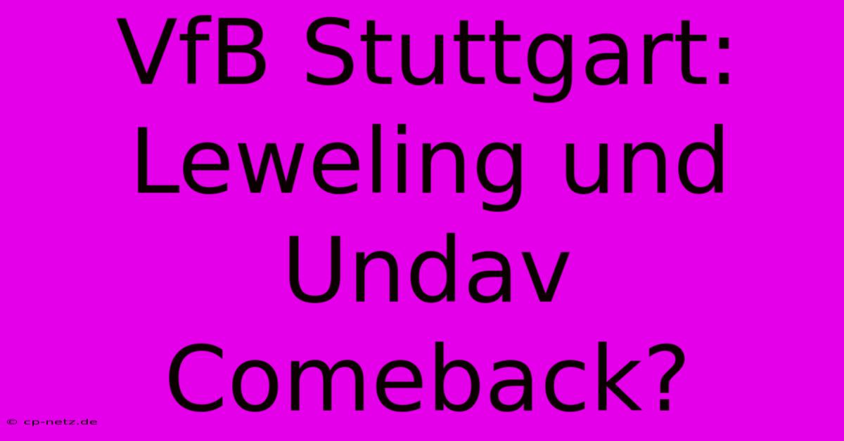 VfB Stuttgart: Leweling Und Undav Comeback?