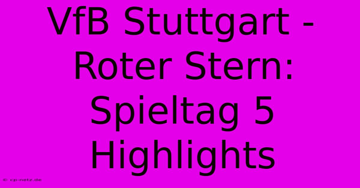 VfB Stuttgart - Roter Stern: Spieltag 5 Highlights