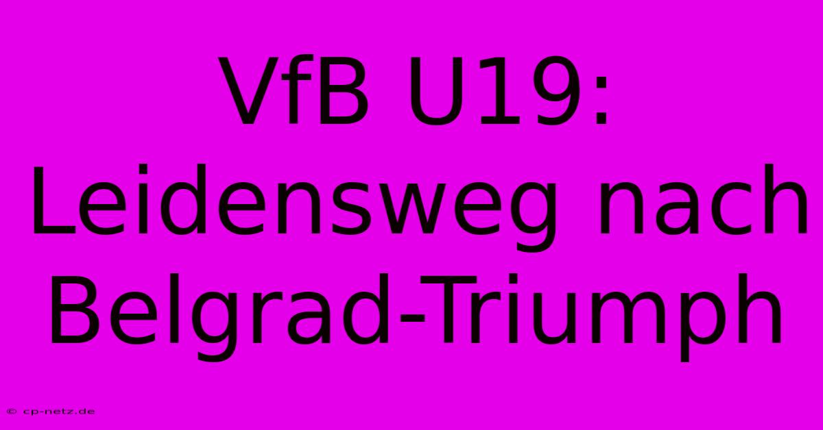 VfB U19: Leidensweg Nach Belgrad-Triumph