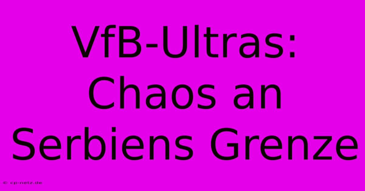 VfB-Ultras: Chaos An Serbiens Grenze