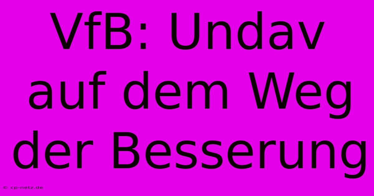 VfB: Undav Auf Dem Weg Der Besserung