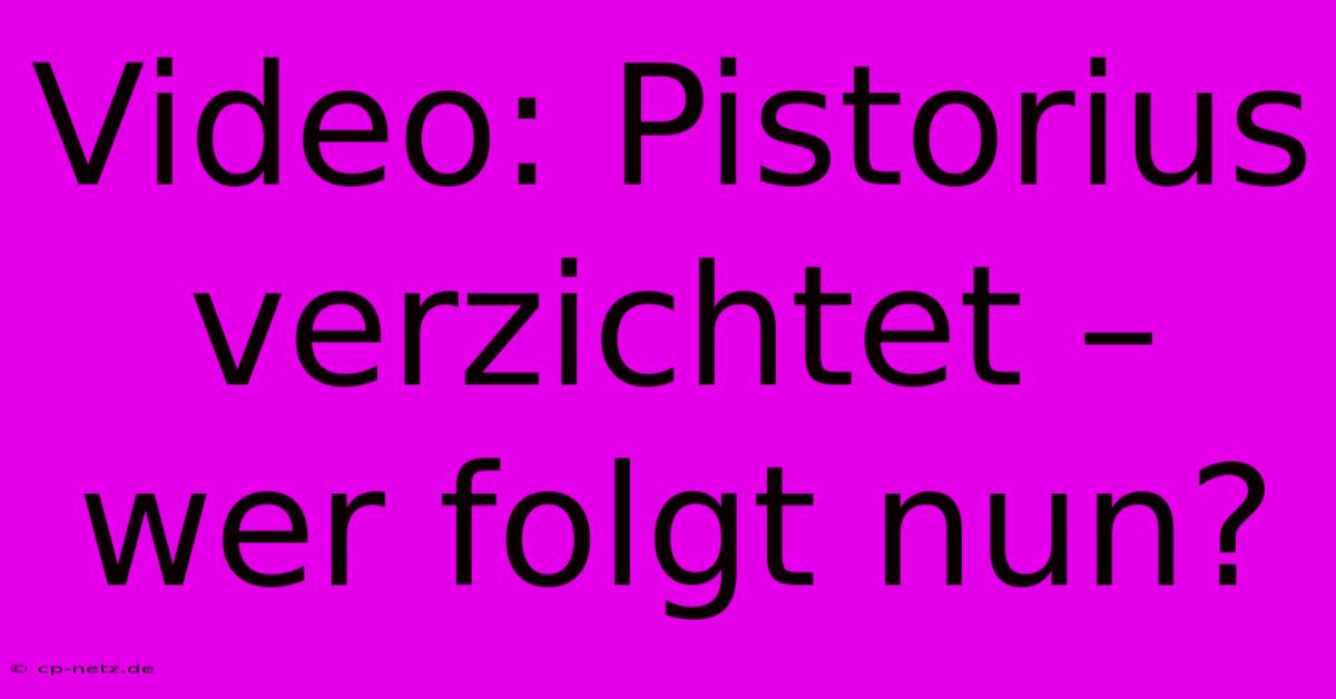 Video: Pistorius Verzichtet – Wer Folgt Nun?