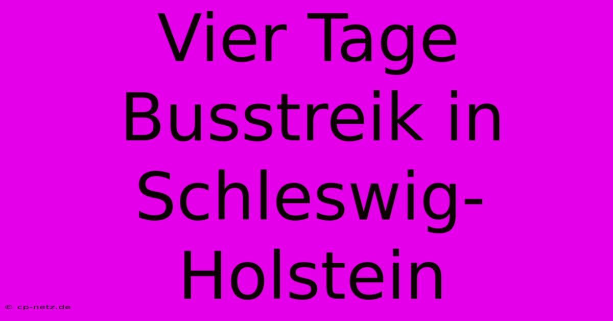 Vier Tage Busstreik In Schleswig-Holstein