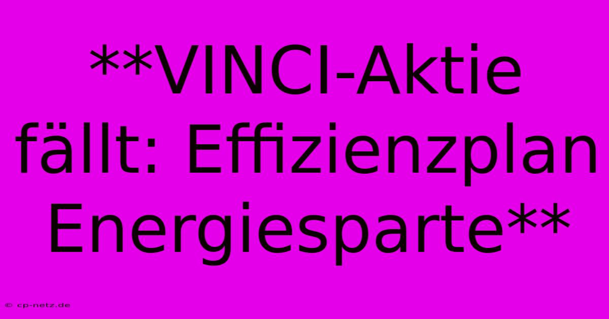 **VINCI-Aktie Fällt: Effizienzplan Energiesparte**