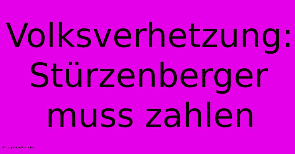 Volksverhetzung: Stürzenberger Muss Zahlen