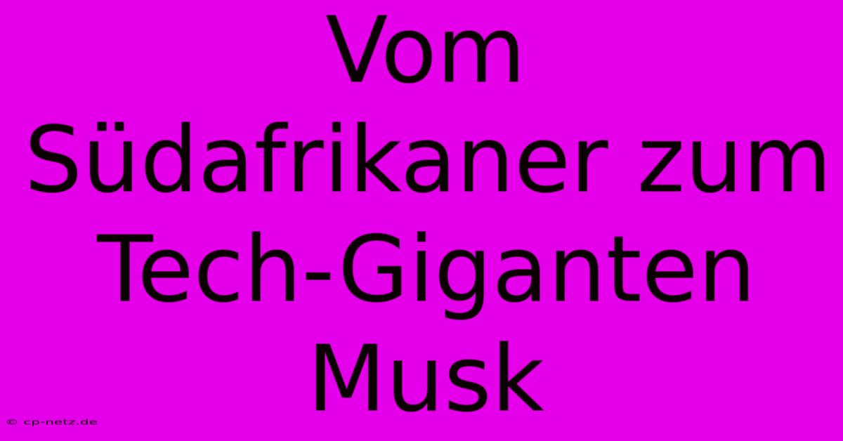 Vom Südafrikaner Zum Tech-Giganten Musk