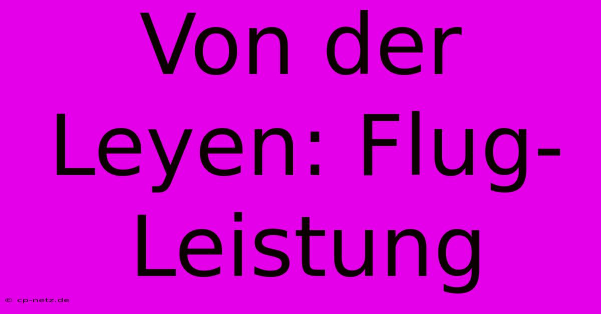 Von Der Leyen: Flug-Leistung