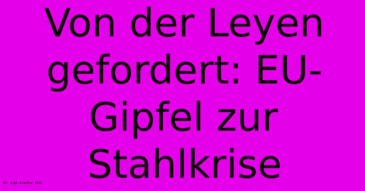 Von Der Leyen Gefordert: EU-Gipfel Zur Stahlkrise