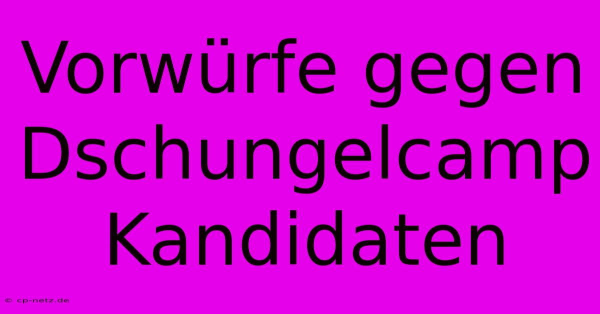 Vorwürfe Gegen Dschungelcamp Kandidaten