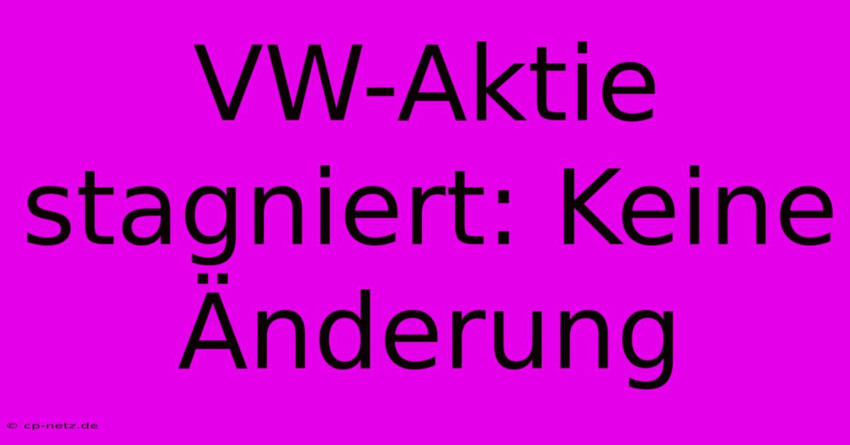 VW-Aktie Stagniert: Keine Änderung