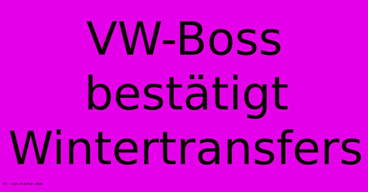 VW-Boss Bestätigt Wintertransfers