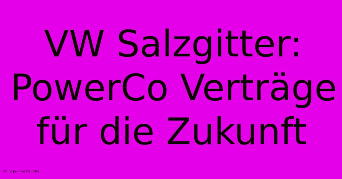 VW Salzgitter: PowerCo Verträge Für Die Zukunft