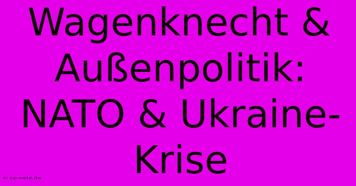 Wagenknecht & Außenpolitik: NATO & Ukraine-Krise