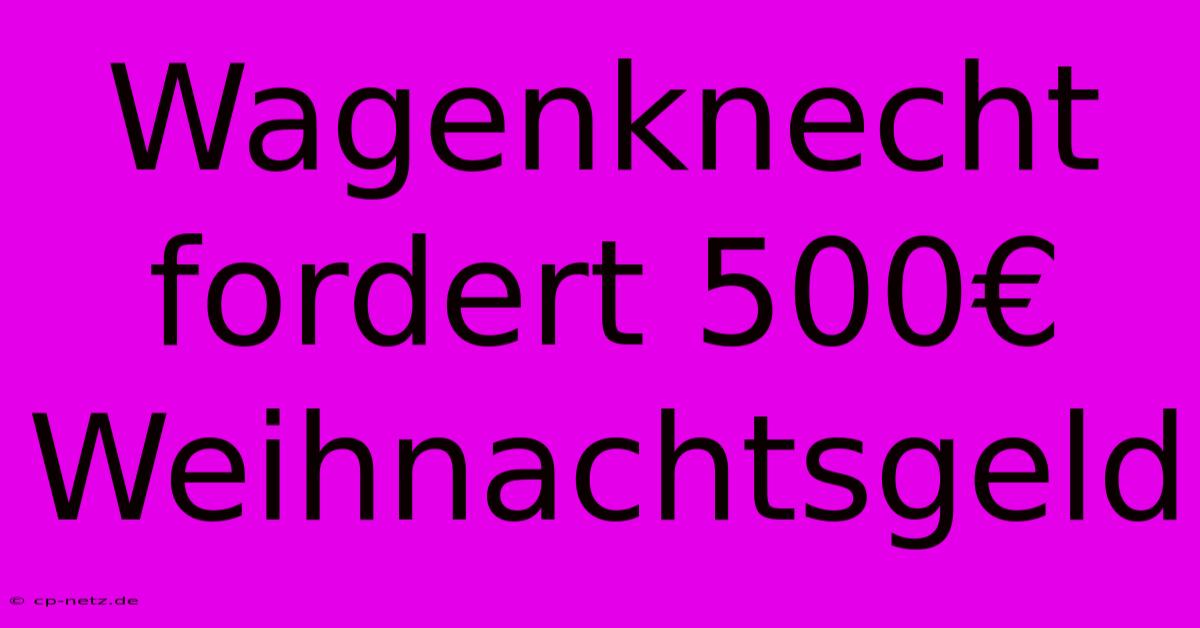 Wagenknecht Fordert 500€ Weihnachtsgeld