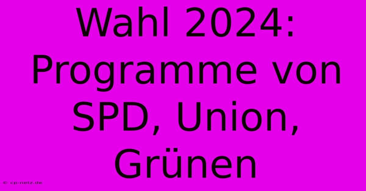 Wahl 2024:  Programme Von SPD, Union, Grünen