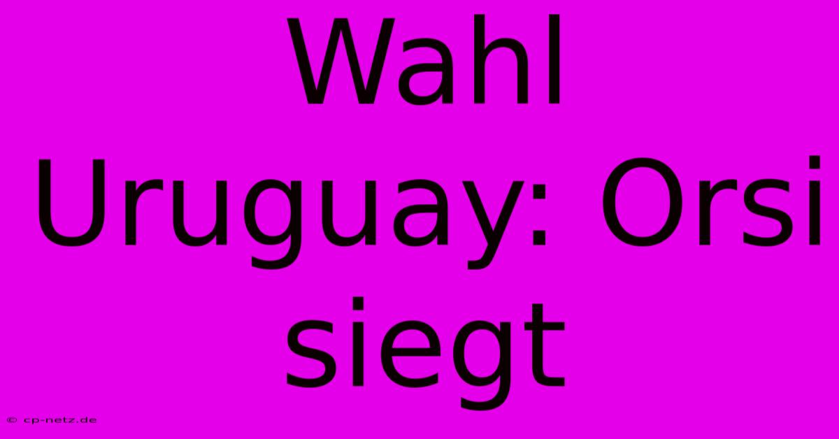 Wahl Uruguay: Orsi Siegt