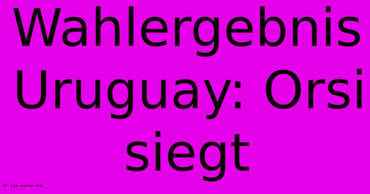 Wahlergebnis Uruguay: Orsi Siegt