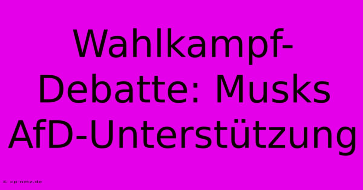 Wahlkampf-Debatte: Musks AfD-Unterstützung